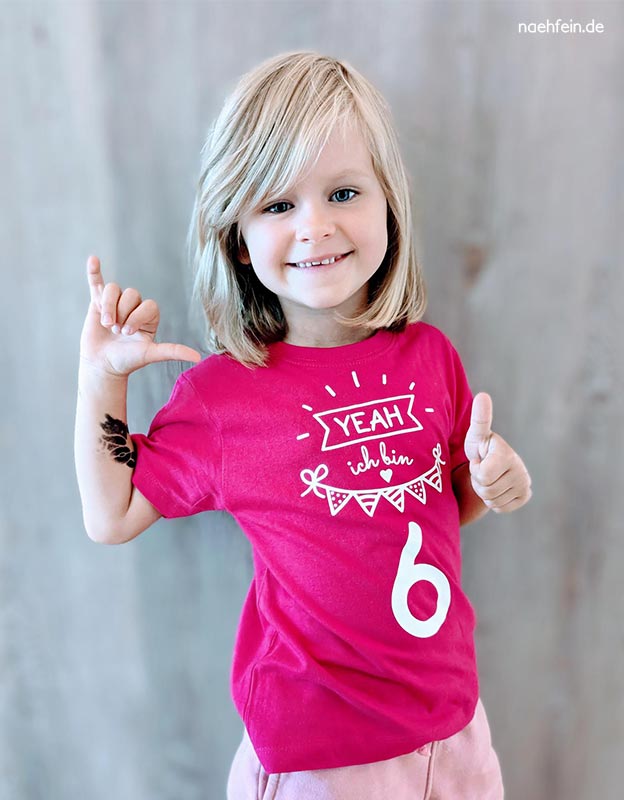 geburtstagsshirt-maedchen-6jahre-yeah-in Pink- tolles Kindershirt zum Geburtstag - naehfein