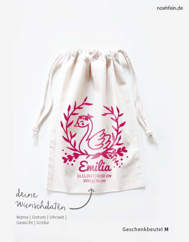 Geschenkbeutel-Geburt-schwan-pink