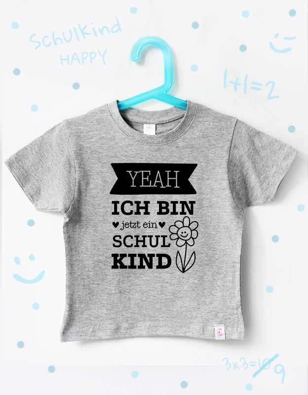 einschulung tshirt - blume - grau schwarz