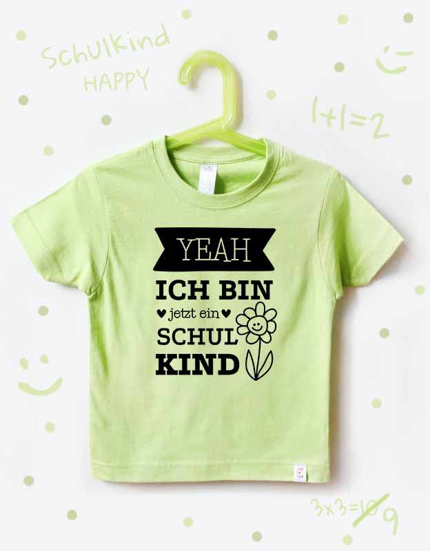 einschulung tshirt - blume - grün schwarz