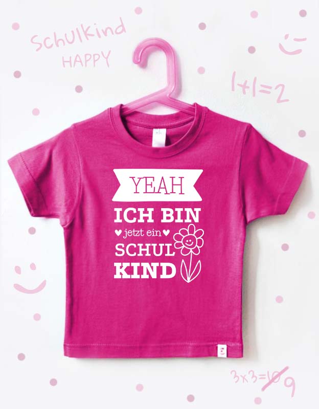 einschulung tshirt - blume - pink weiß