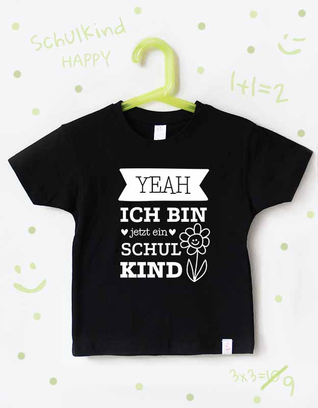 einschulung tshirt - blume - schwarz weiß