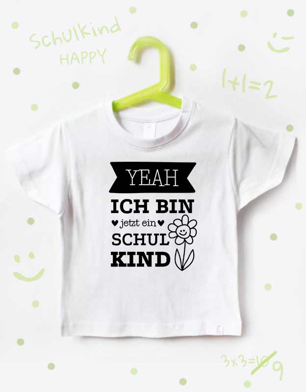 einschulung tshirt - blume - weiß schwarz