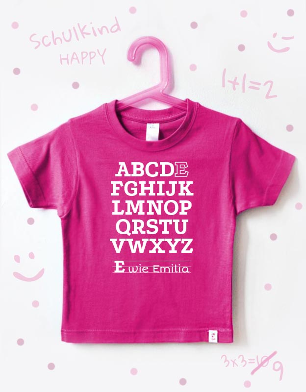 einschulung tshirt namen - buchstaben - pink weiß