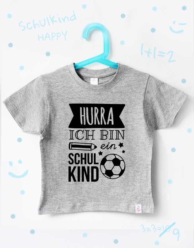 t-shirt einschulung - fußball - grau schwarz