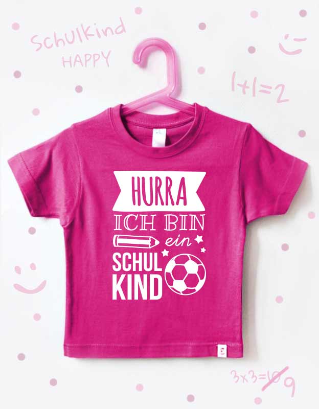 t-shirt einschulung - fußball - pink weiß