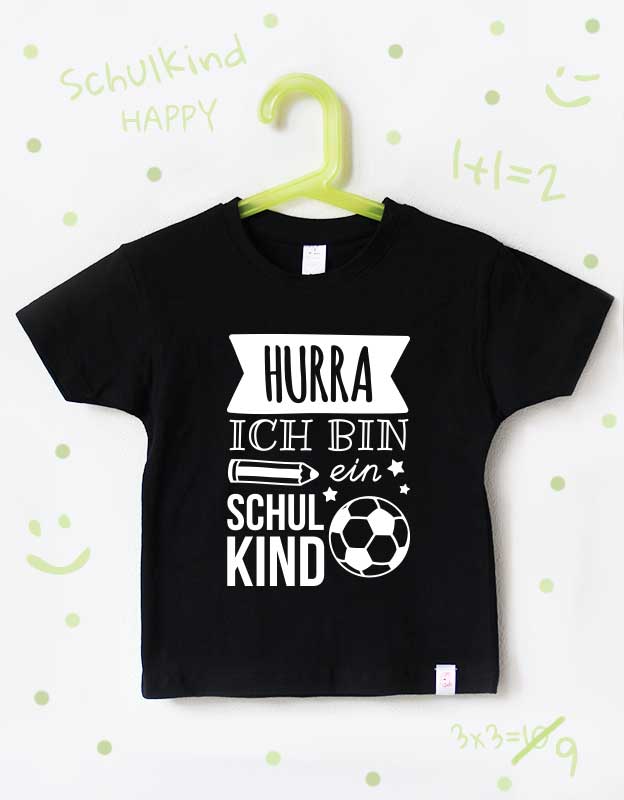 t-shirt einschulung - fußball - schwarz weiß