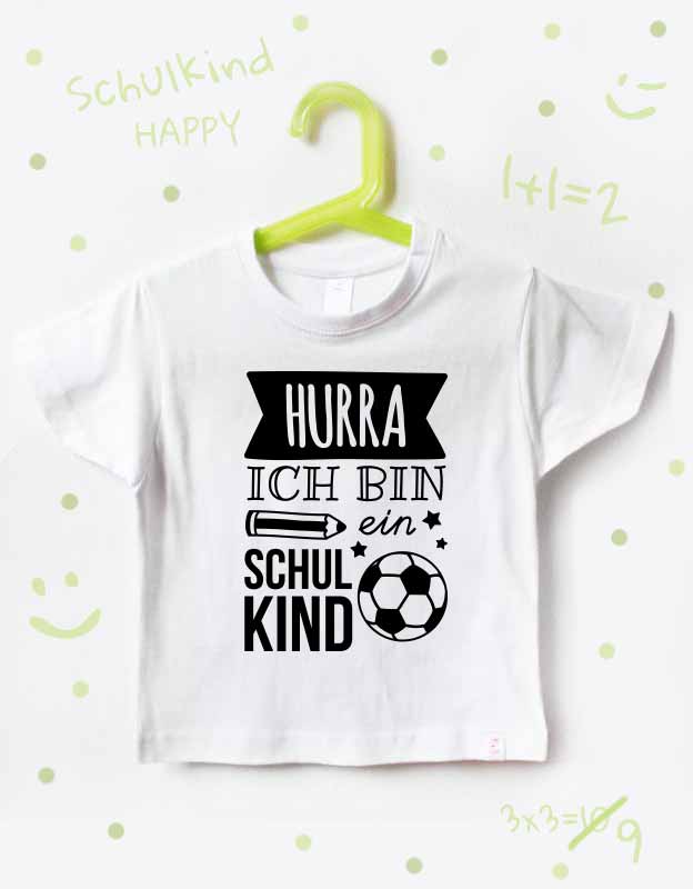 t-shirt einschulung - fußball - weiß schwarz