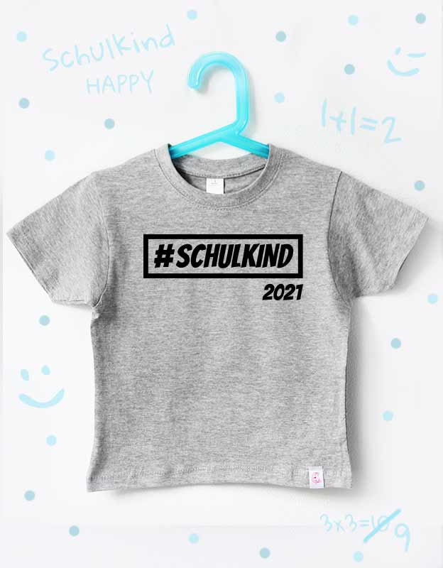 einschulung tshirt - hashtag schulkind - grau schwarz