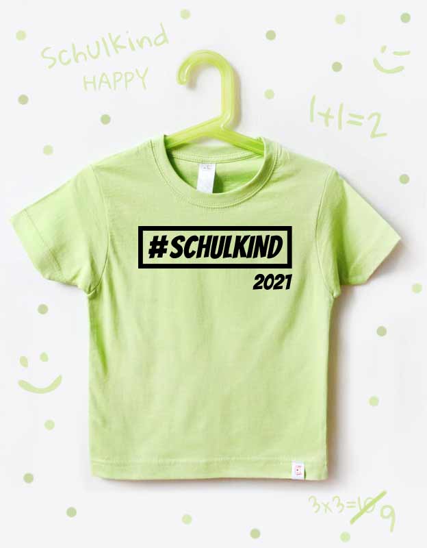 einschulung tshirt - hashtag schulkind - grün schwarz