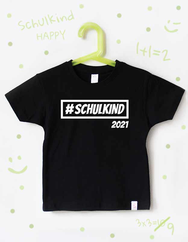 einschulung tshirt - hashtag schulkind - schwarz weiß