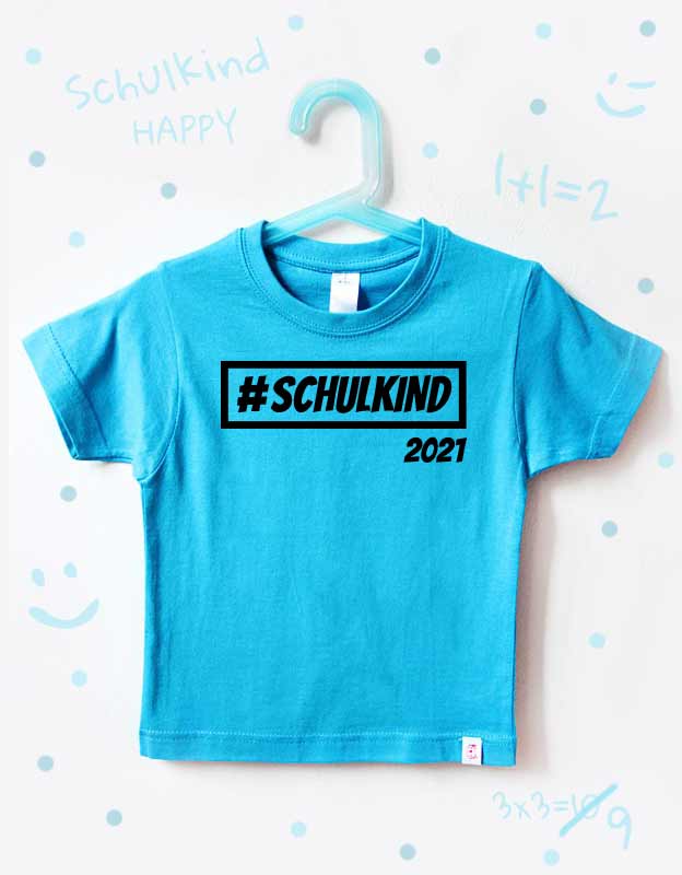 einschulung tshirt - hashtag schulkind - türkis schwarz