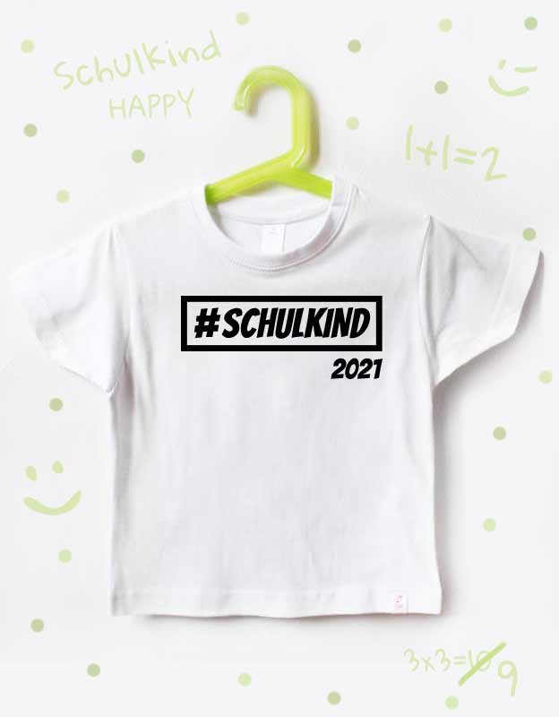 einschulung tshirt - hashtag schulkind - weiß schwarz