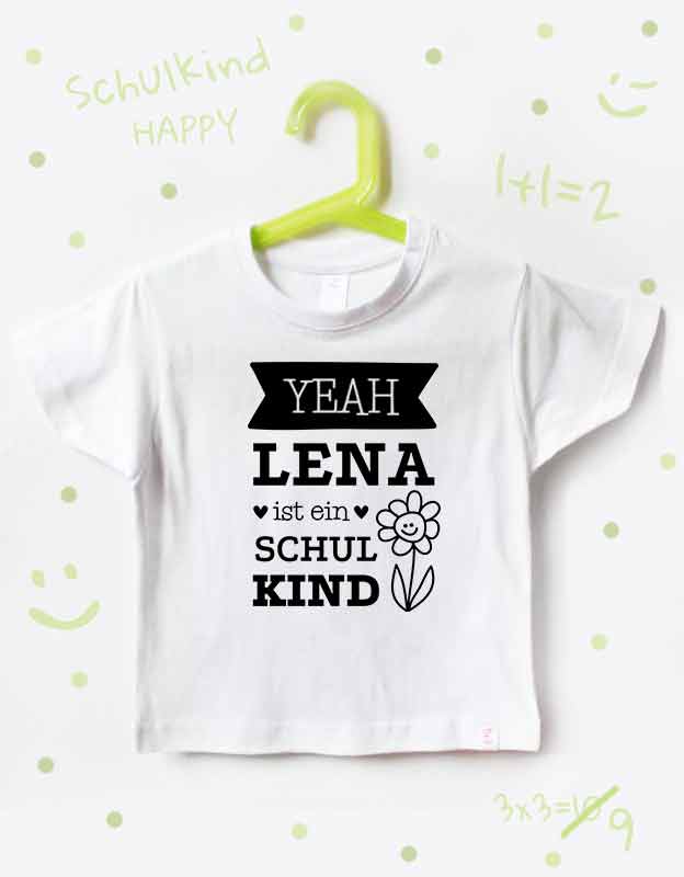 einschulung tshirt namen - blume - weiß schwarz