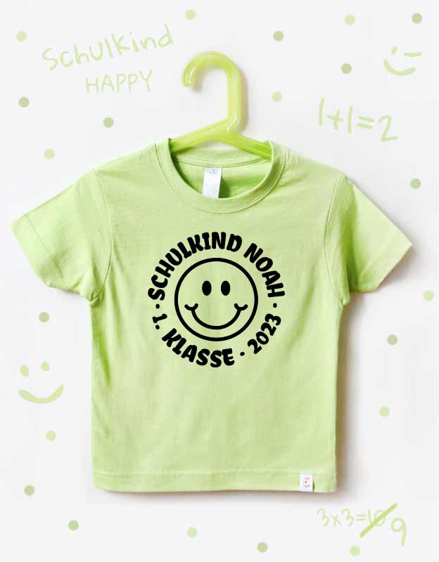 T-Shirt Schulkind mit Namen | Smiley