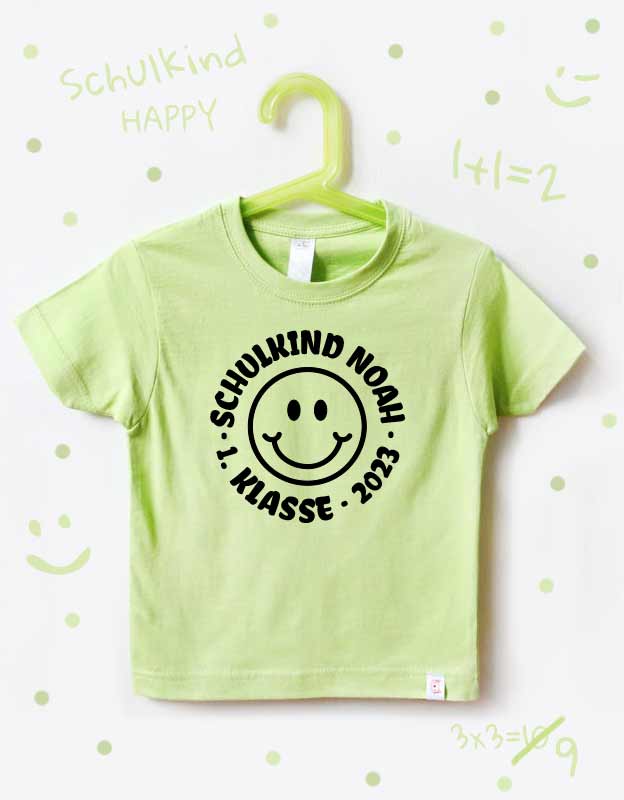 T-Shirt Schulkind mit Namen | Smiley