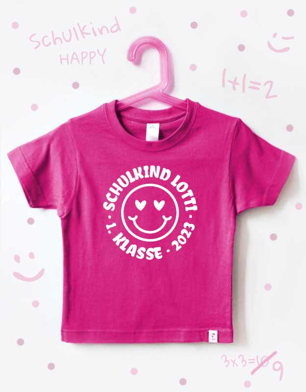 T-Shirt Schulkind mit Namen | Smiley