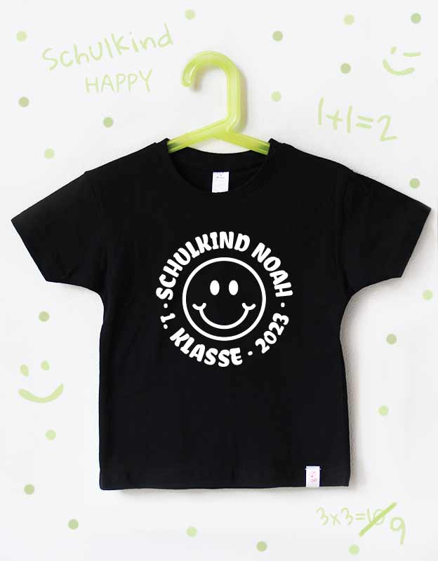 T-Shirt Schulkind mit Namen | Smiley