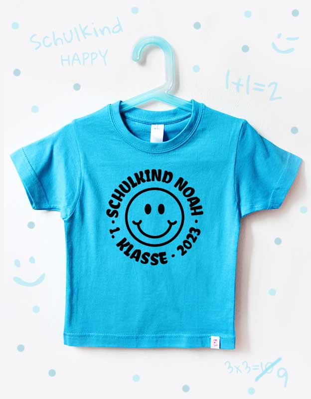 T-Shirt Schulkind mit Namen | Smiley