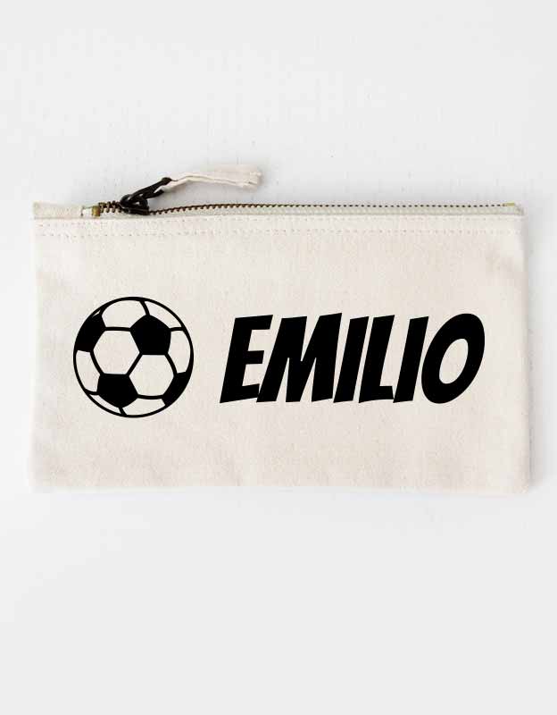 federtasche - fussball - beige schwarz