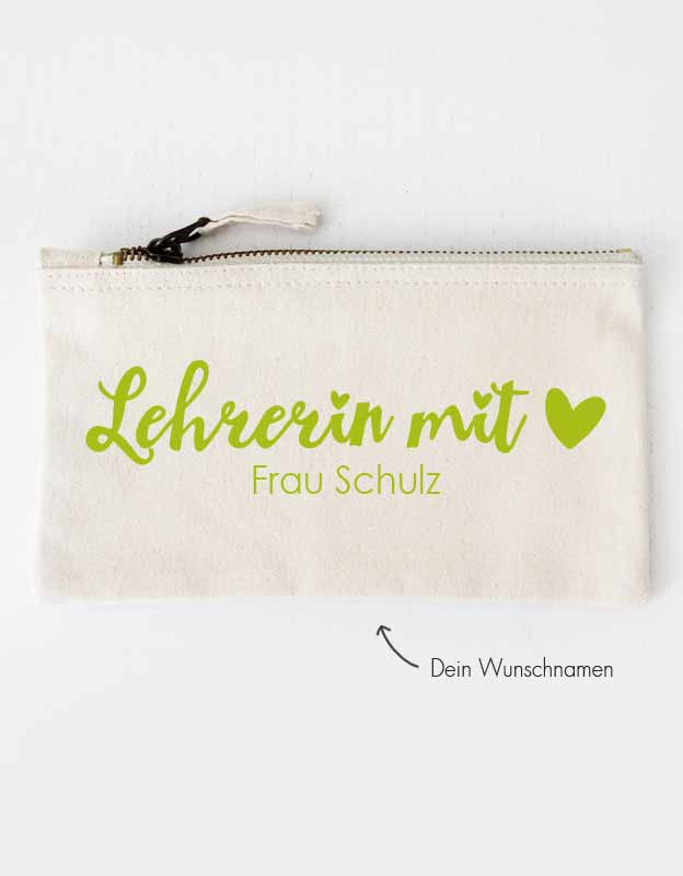 Federtasche mit Namen | Lehrerin mit Herz