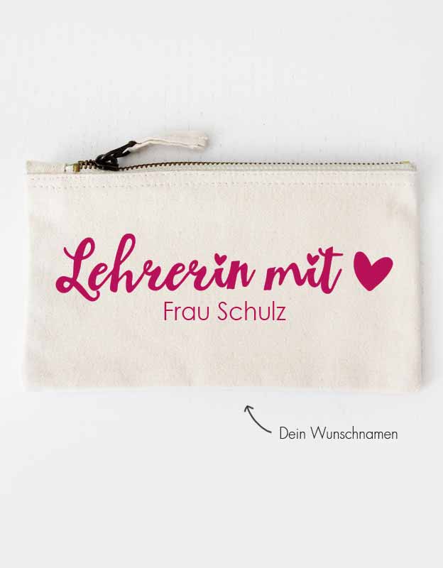 Federtasche mit Namen | Lehrerin mit Herz