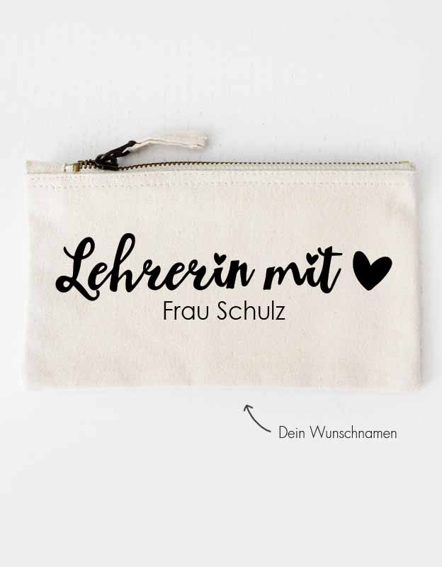 Federtasche mit Namen | Lehrerin mit Herz