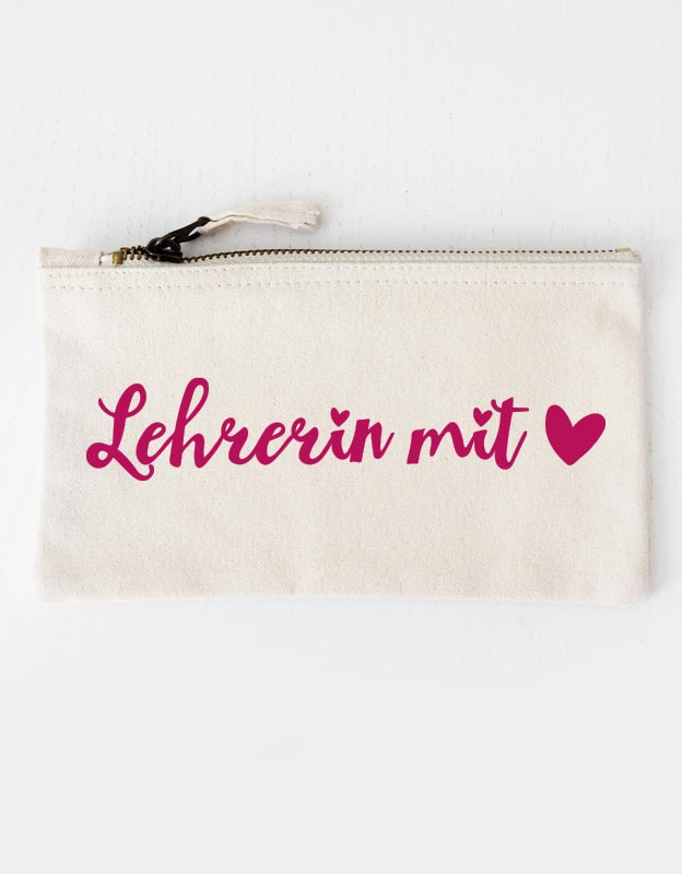 federtasche - lehrerin mit herz - beige pink