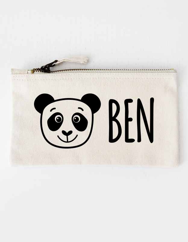 federtasche - panda - beige schwarz