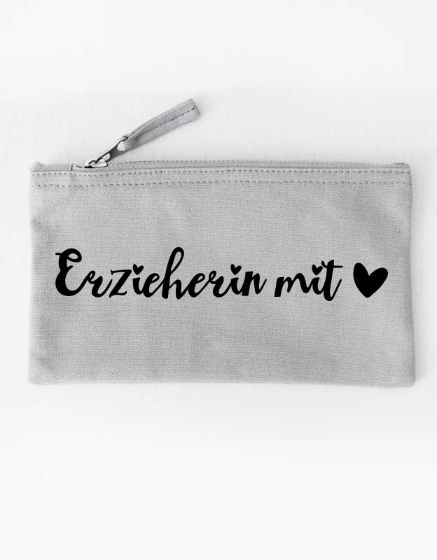 federtasche - erzieherin mit herz - grau schwarz