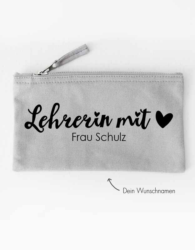 Federtasche mit Namen | Lehrerin mit Herz