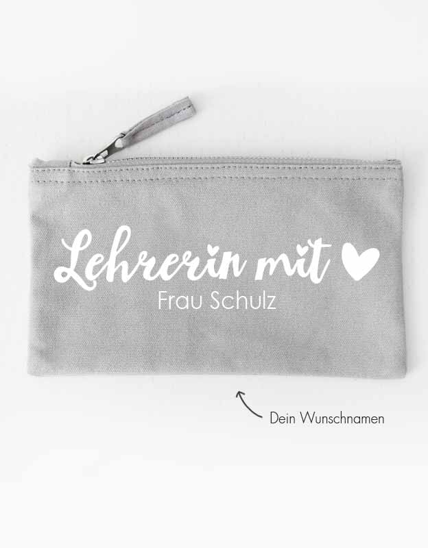 Federtasche mit Namen | Lehrerin mit Herz