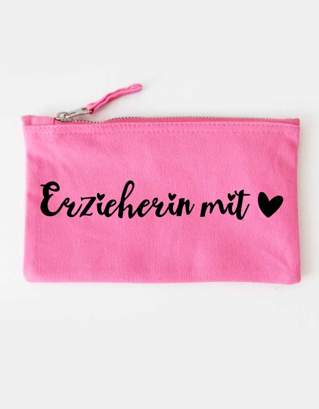 federtasche - erzieherin mit herz - pink schwarz