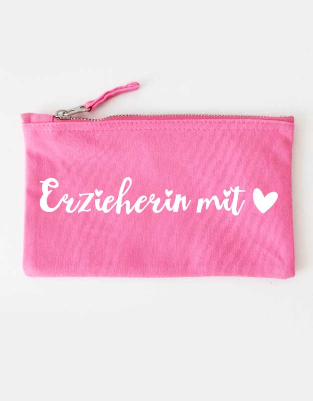 federtasche - erzieherin mit herz - pink weiß