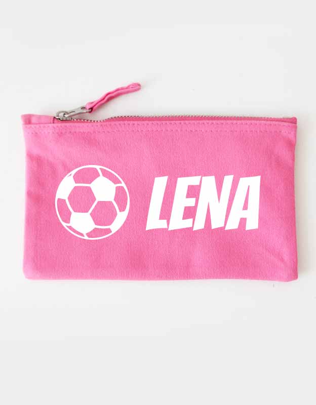 federtasche - fussball - pink weiß