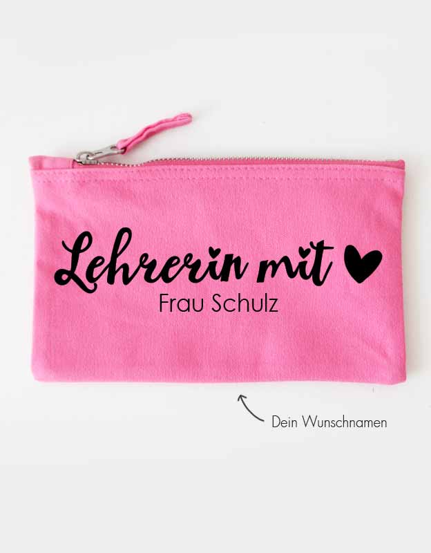 Federtasche mit Namen | Lehrerin mit Herz