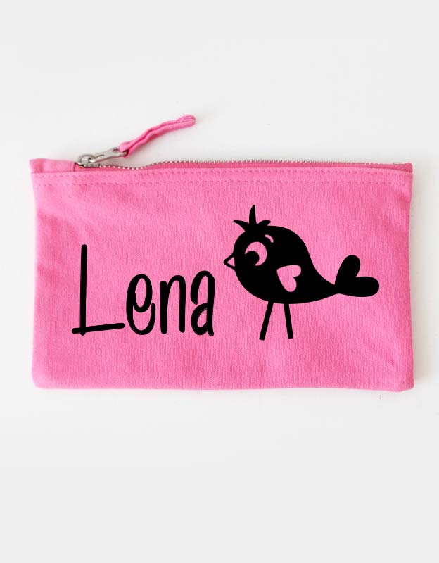 federtasche - vogel - pink schwarz
