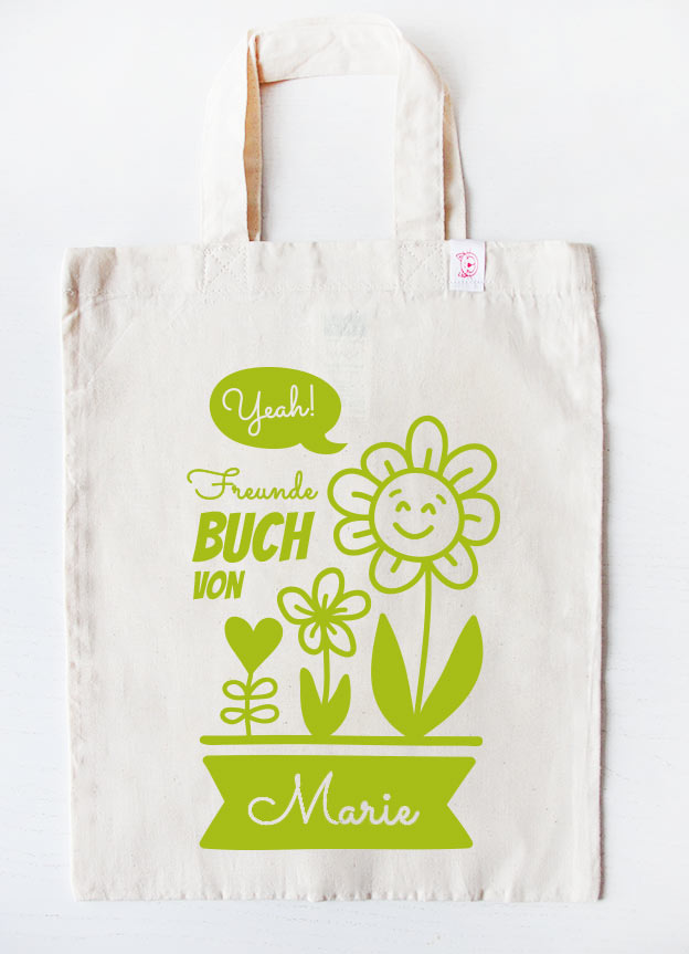 freundebuch tasche - blume - beige grün