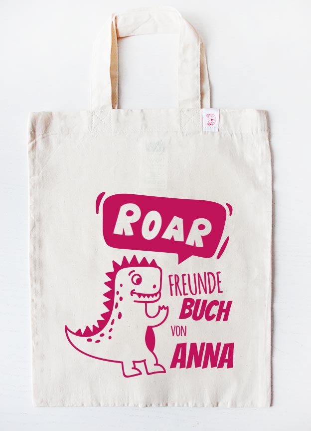 freundebuch tasche - dino - beige pink