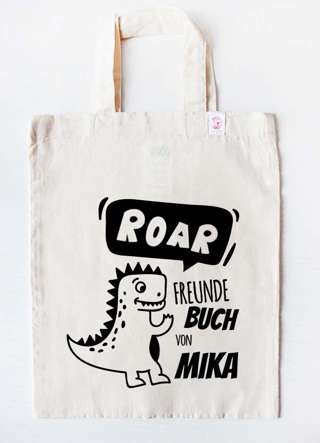 freundebuch tasche - dino - beige schwarz