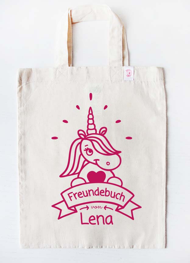 freundebuch tasche - einhorn - beige pink