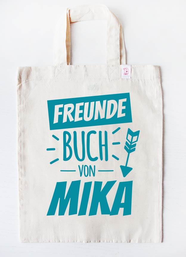 freundebuch tasche - pfeil - beige türkis