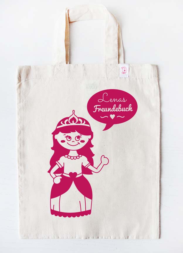 freundebuch tasche - prinzessin - beige pink