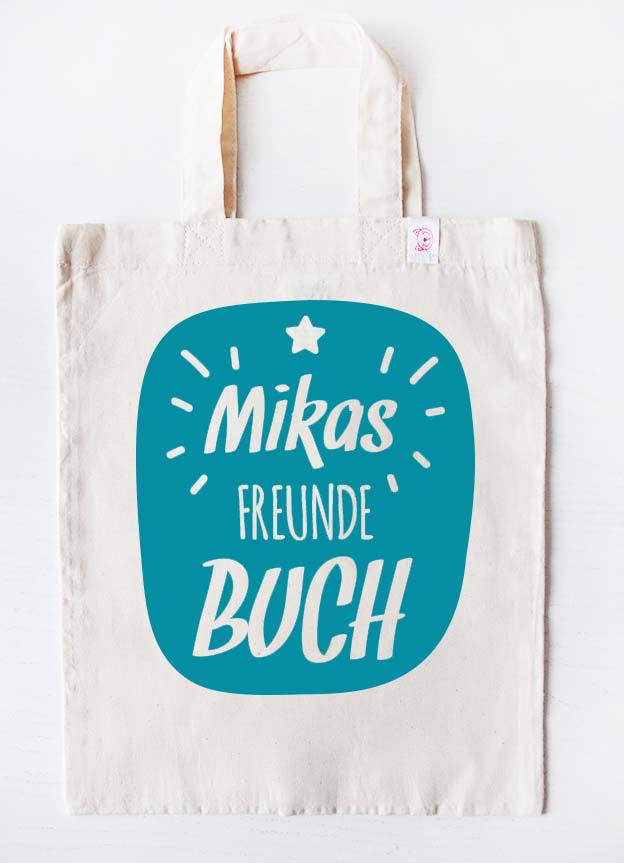 freundebuch tasche - stern - beige türkis