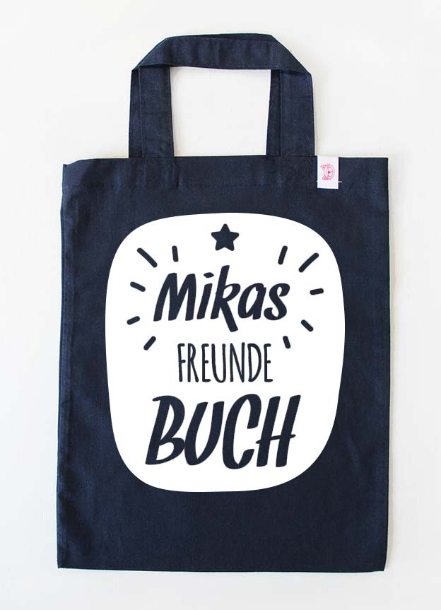 freundebuch tasche - stern - dunkelblau weiß