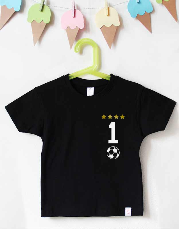 Geburtstagsshirt Fußball - schwarz -weiß 1 jahr