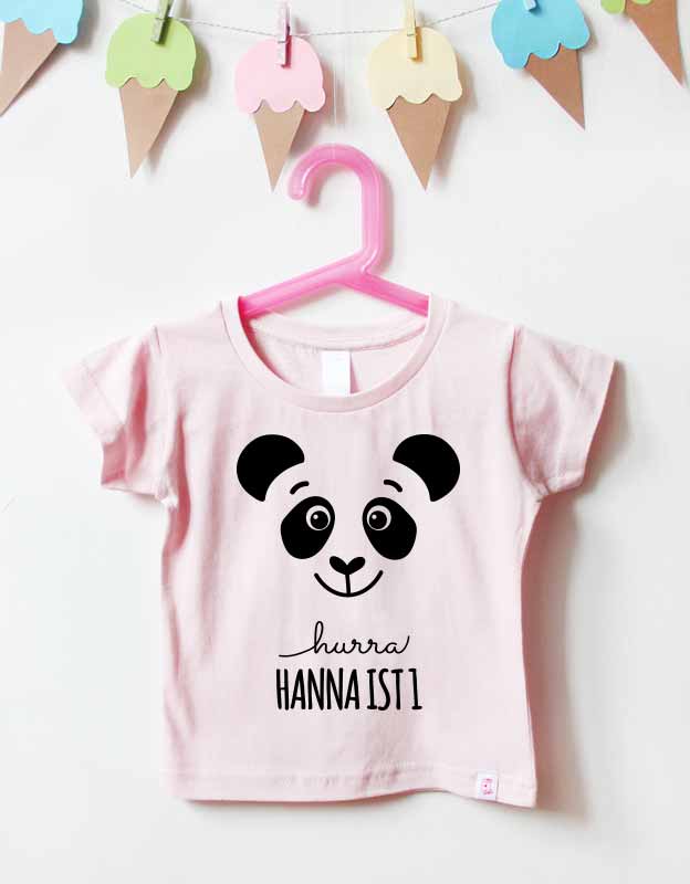 geburtstagsshirt namen  - panda - hellrosa schwarz