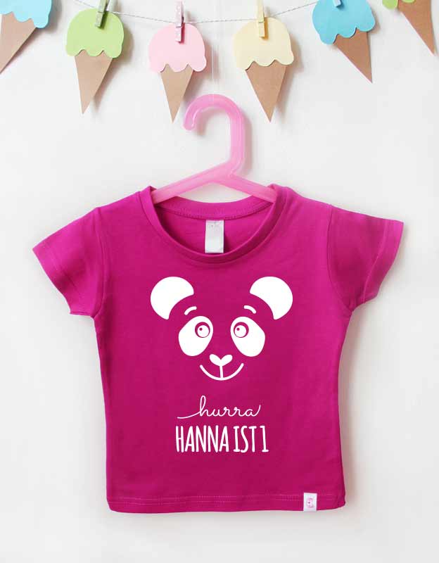 geburtstagsshirt namen  - panda - pink weiß