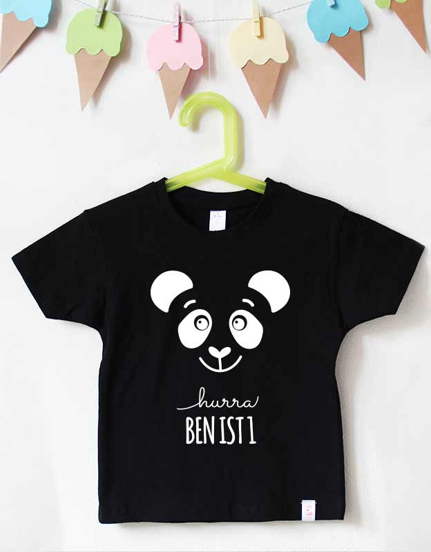 geburtstagsshirt namen  - panda - schwarz weiß