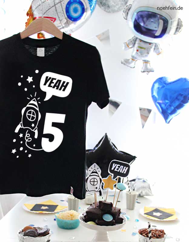 geburtstagsshirt - rakete astronauten party - naehfein